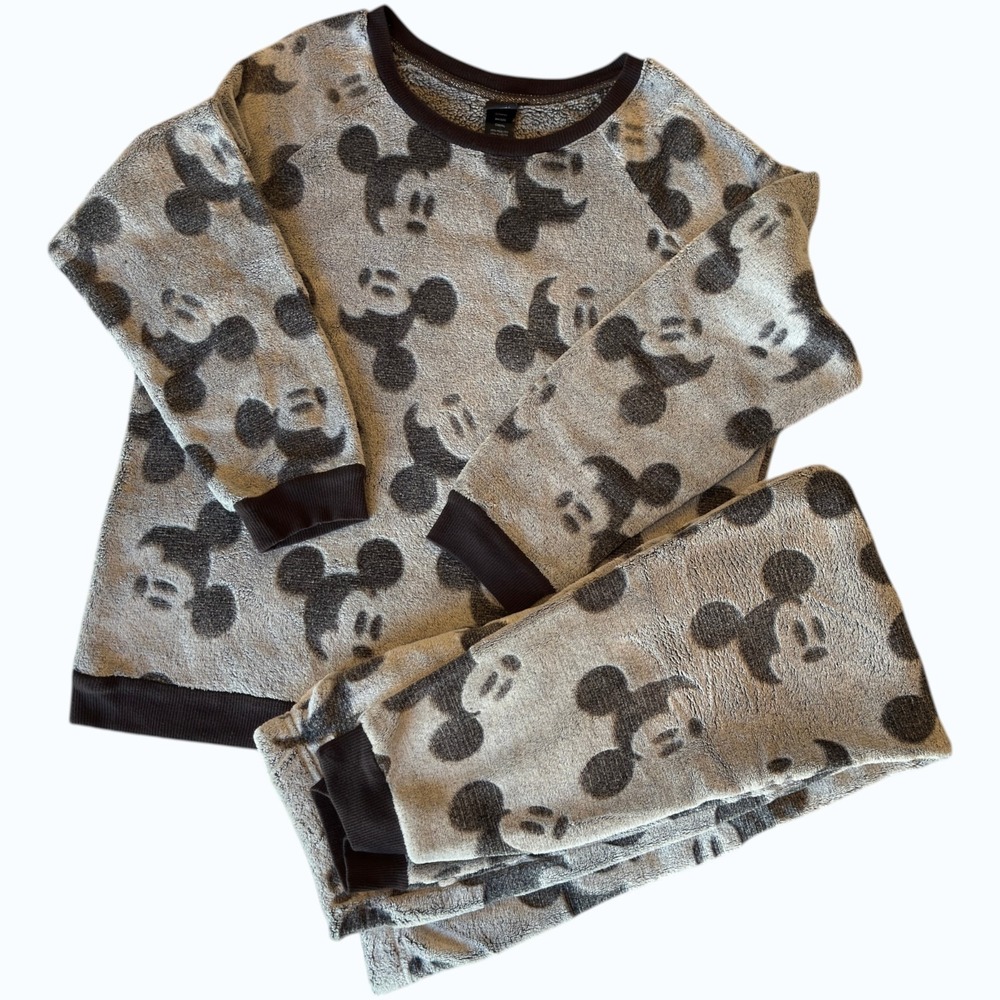 Disney Mickey Mouse All Over Print Lounge Set Women's M/L Soft Plush Fuzzy